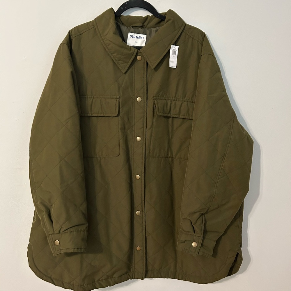 Old Navy Military Green Quilted Shacket